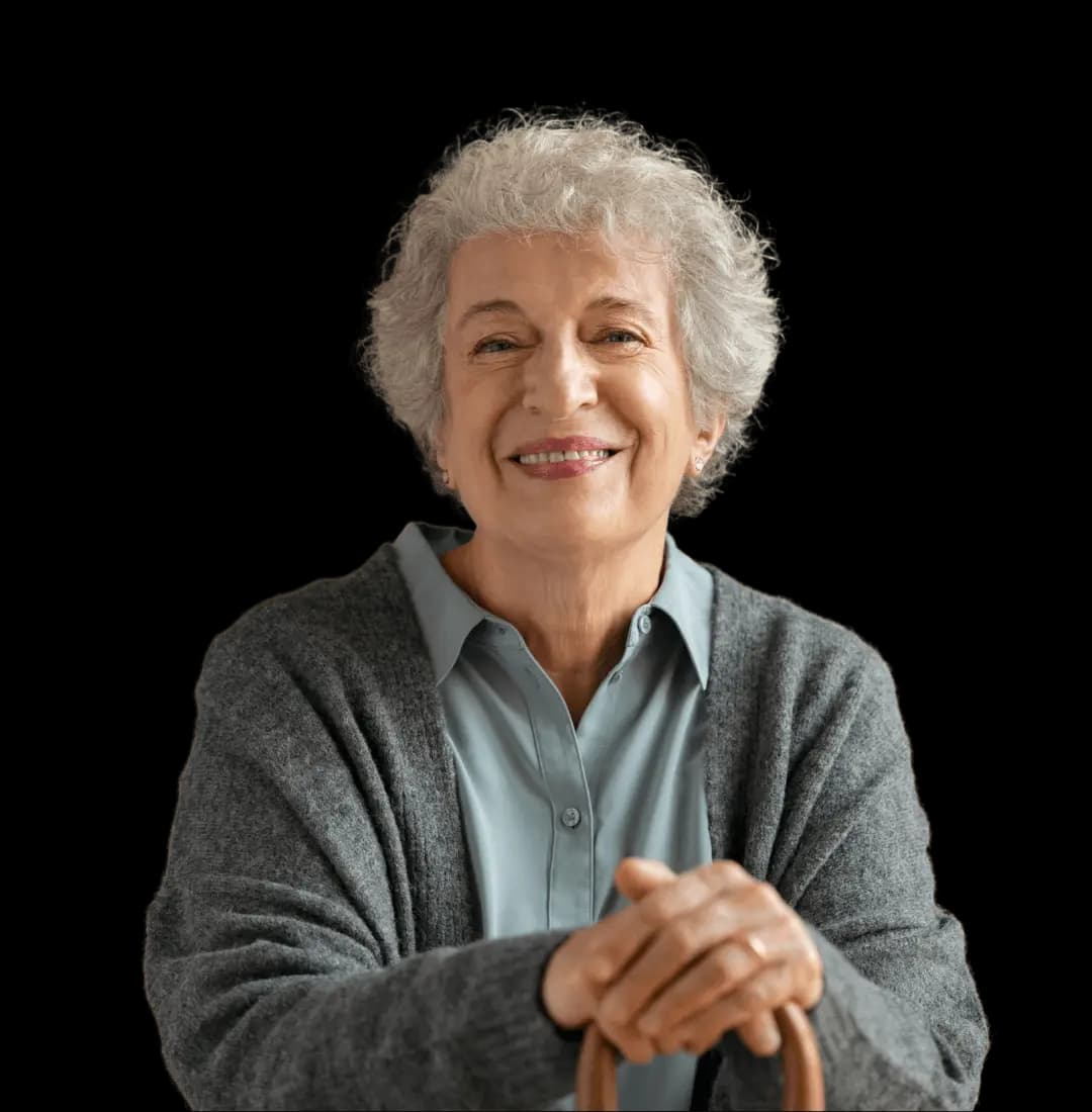 Smiling senior receiving in-home care